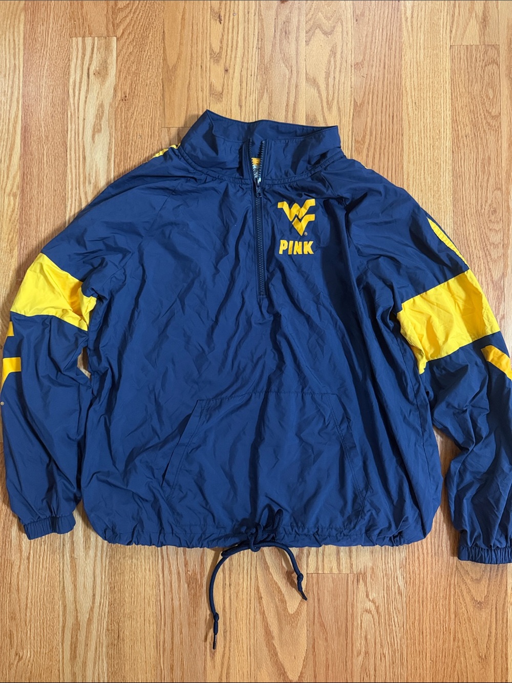 PINK West Virginia Mountaineers Navy and Yellow Windbreaker